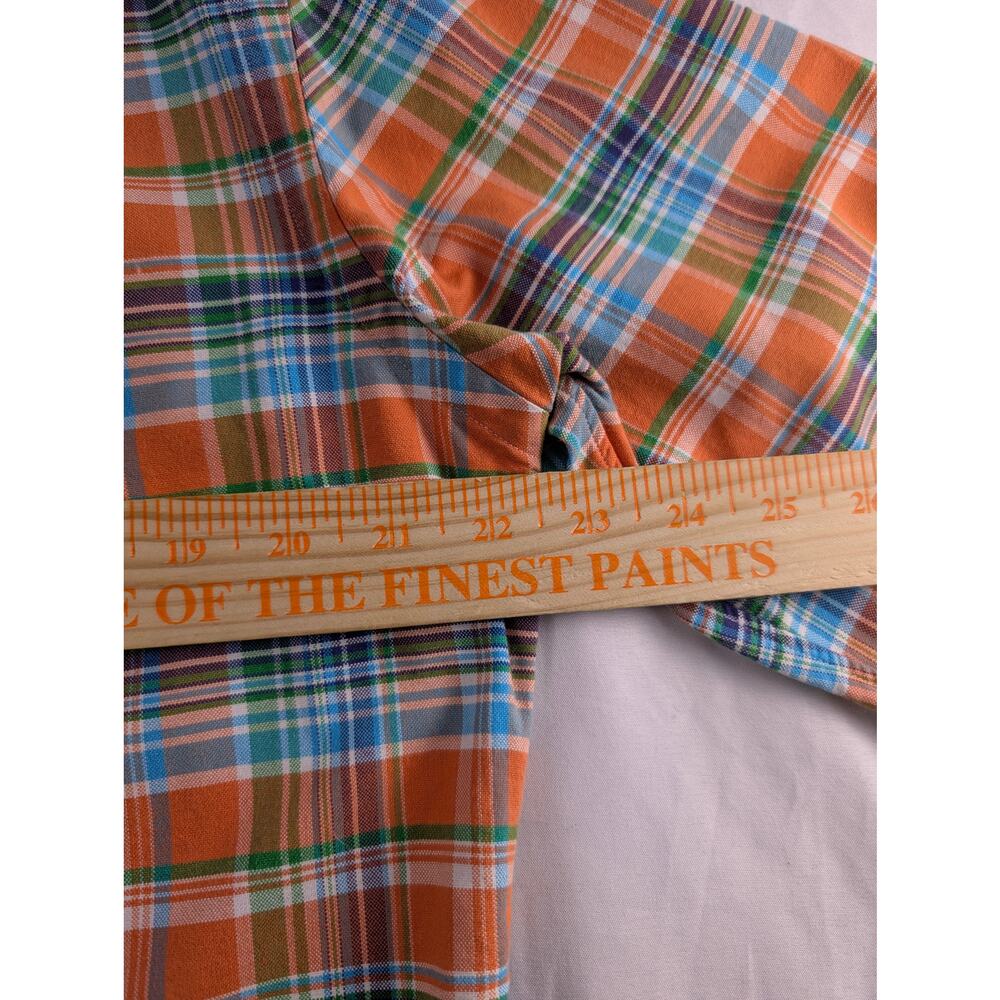 Ralph Lauren Orange Plaid Mens Medium Flesh Pony Button‎ Down Long Sleeve Shirt - Picture 6 of 9